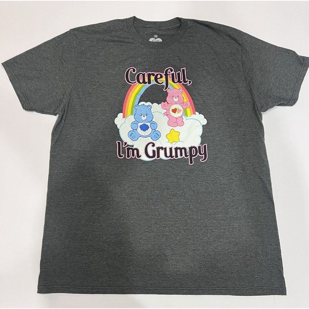Care Bears Careful I'm‎ Grumpy Graphic T-Shirt Unisex Gray. Soft Fabric